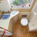 the bathroom in the Sunliner Holiday G58 motorhome