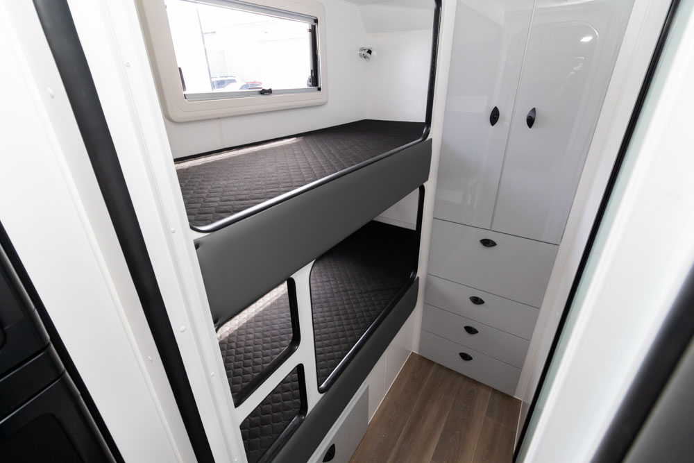 Double bunk arrangement in the Ultimate Family Twin Bunk Caravan