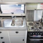 Kitchen facilities in the Condor Bluewave 18'4 caravan