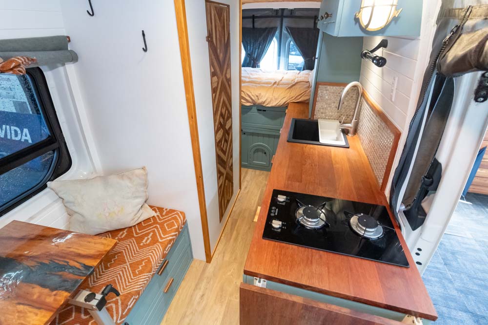 looking to the rear inside the Roaming Wild Campervan