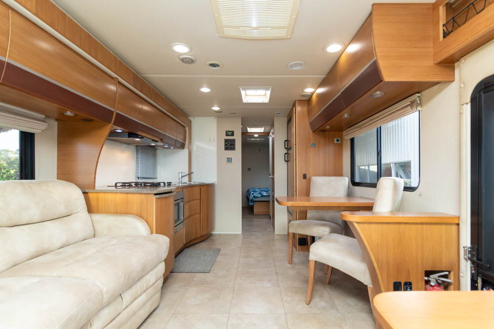 view to the rear inside the Aquarius Motorhome
