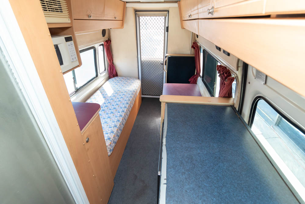 looking to the rear inside the Ford Transit Campervan