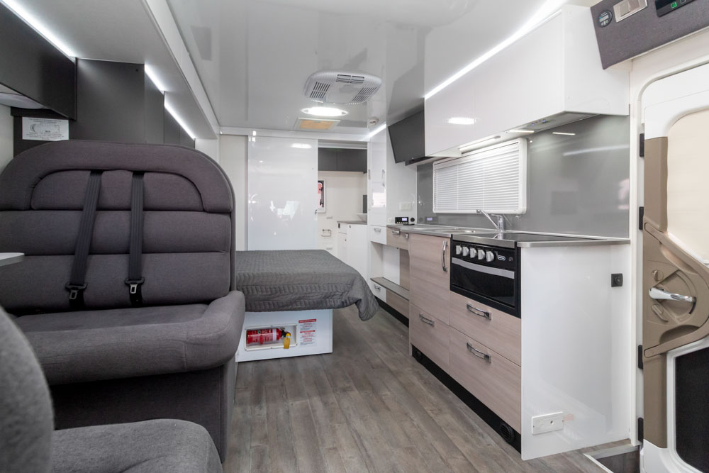 view to the rear inside the Avida Birdsville 7454SL Motorhome