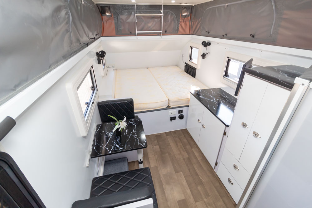 Looking to the front inside the Fantasy Caravan F5A Hybrid