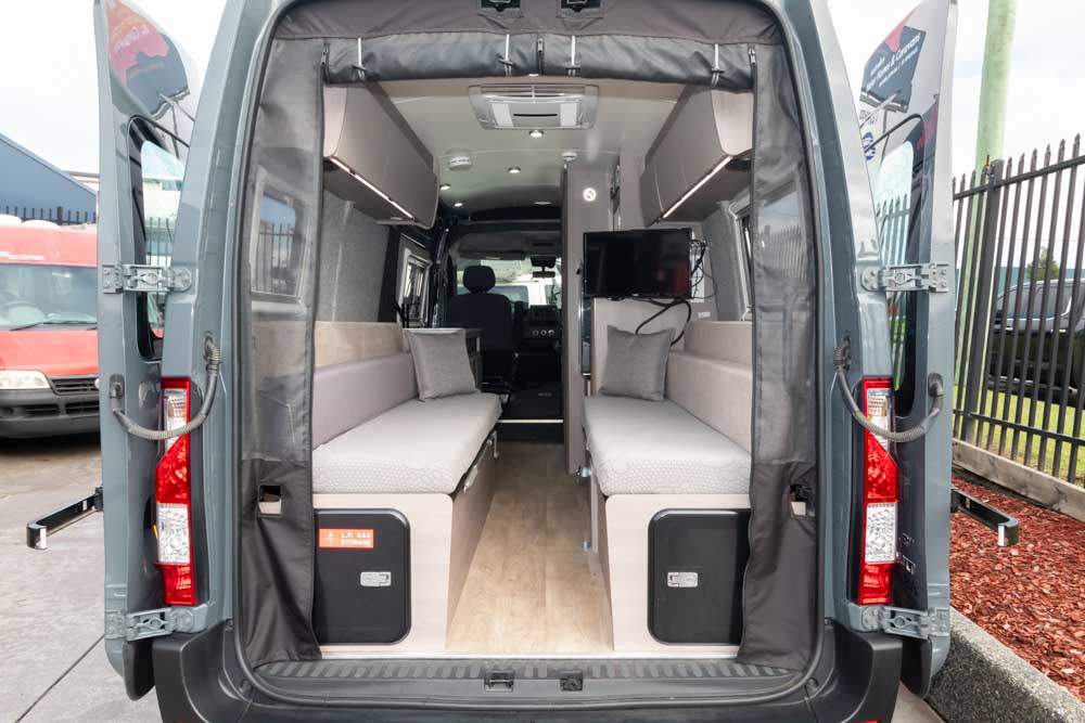 looking to the front inside the Jayco JRV RM19-1 Campervan
