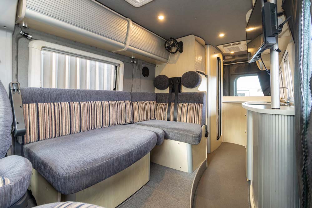 Looking to the rear inside the Trakka Torino Campervan