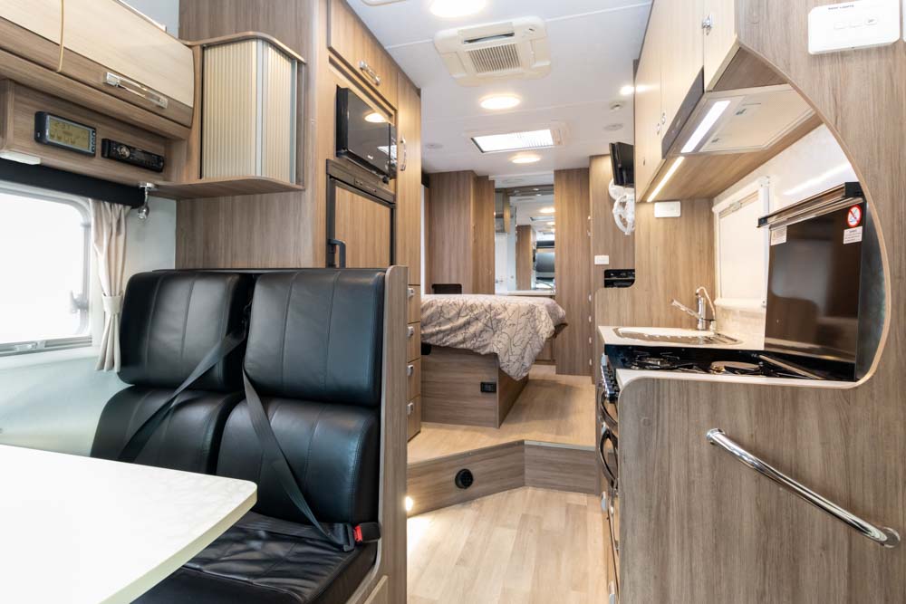 Looking to the rear inside the Jayco Optimum MS.25-3 motorhome