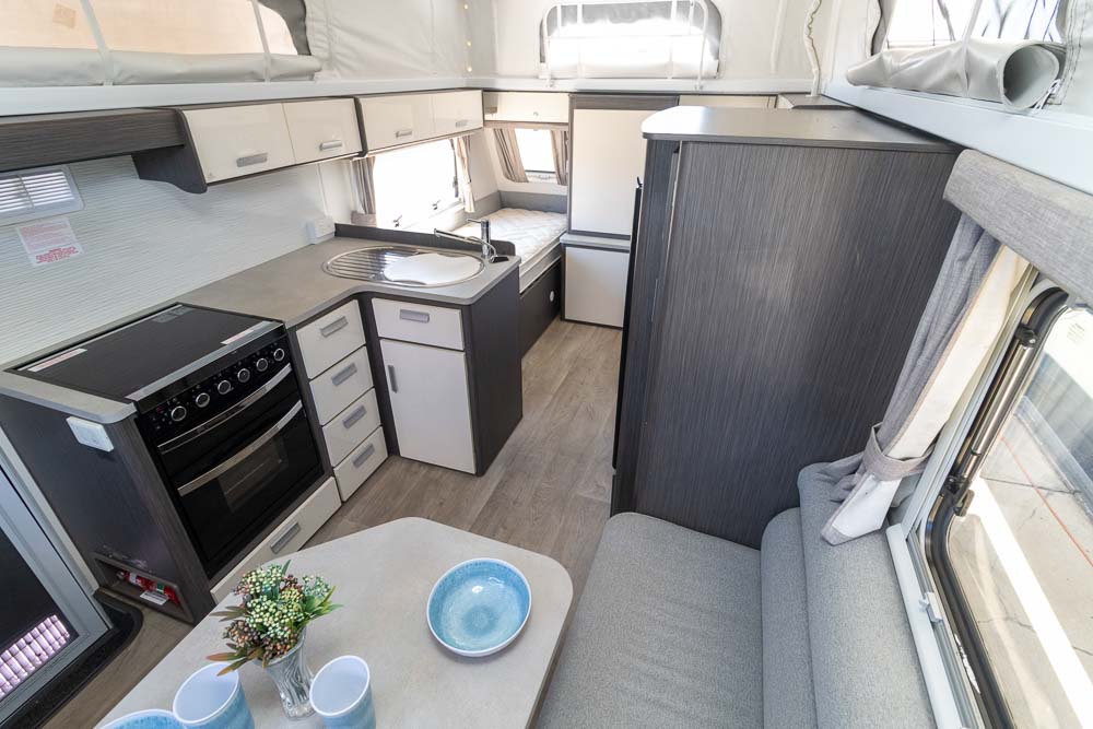 Looking to the front inside the Jayco Journey 15-48.5 Pop-Top Caravan