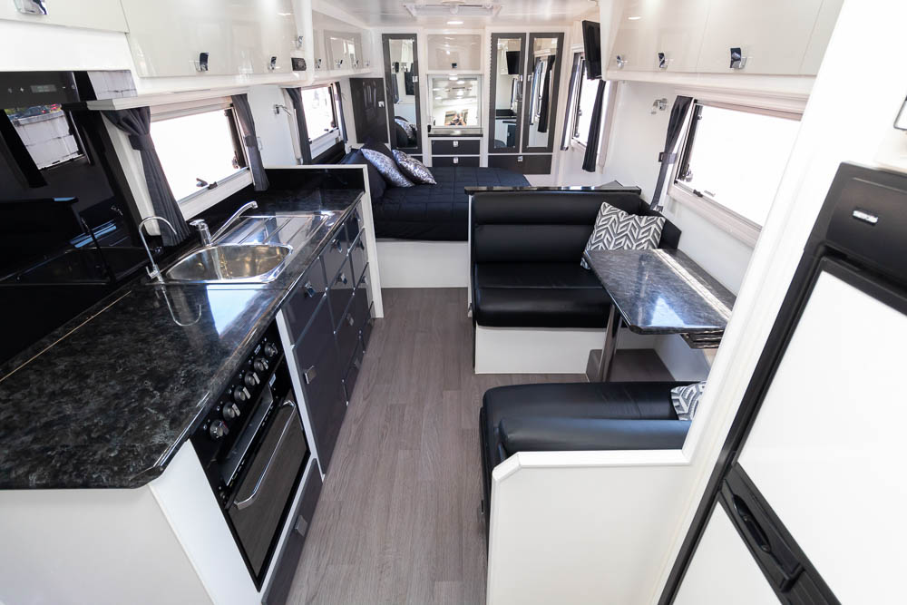 Looking to the front inside the Golden Eagle Ultimate Caravan