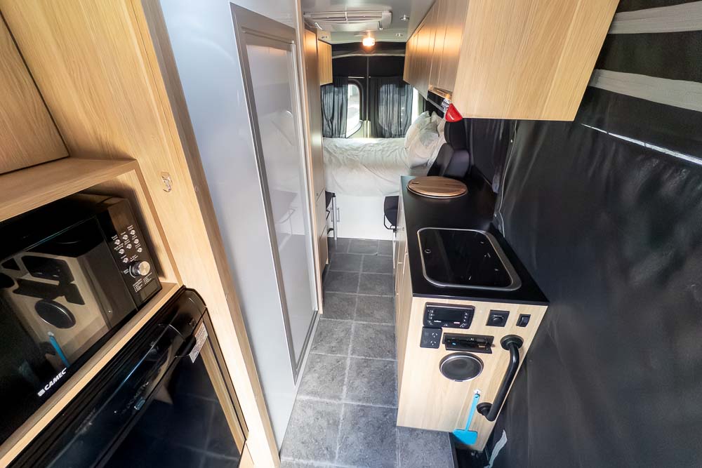 Looking to the rear inside the 2 Berth Mercedes-Benz Campervan