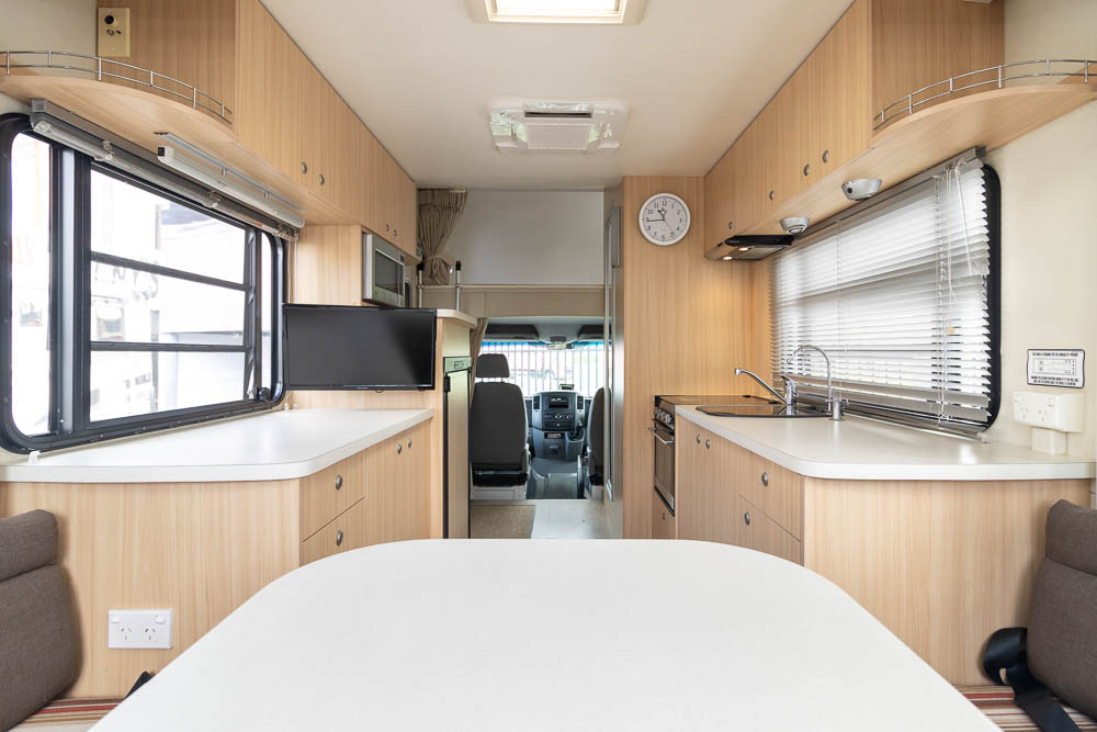Looking to the front inside the Talvor Macleay Motorhome