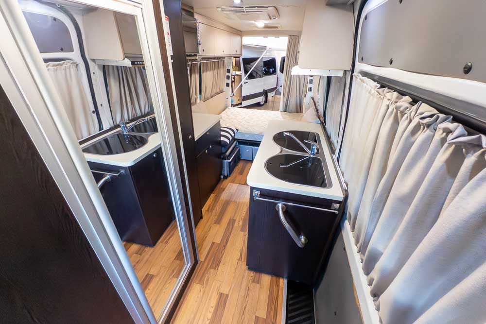 Looking to the rear inside the Talvor Campervan